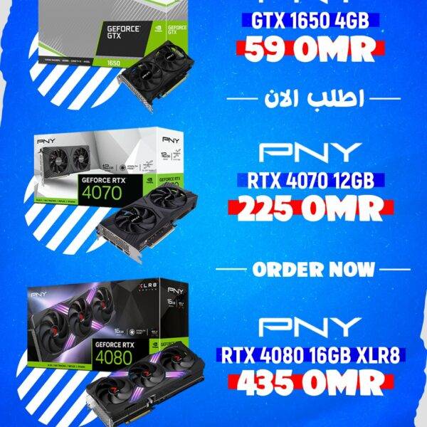PNY RTX 4080 And 4070 And GTX 1650 GPU