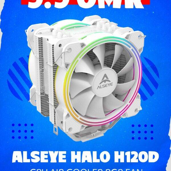 ALSEYE HALO H120D CPU Cooler RGB Fan White