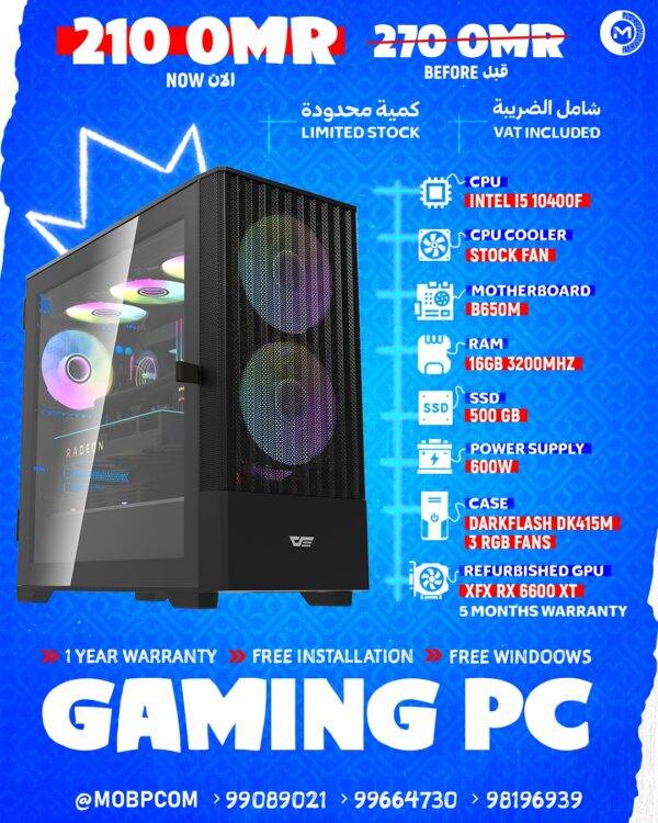 GAMING PC I5 10400F XFX RX 6600 XT