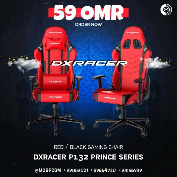 DXRACER P132 PRINCE SERIES RED AND BLACK GAMING CHAIR