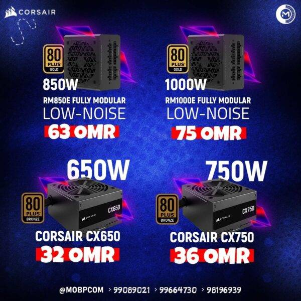 CORSAIR POWER SUPPLY 650W 750W 850W 1000W
