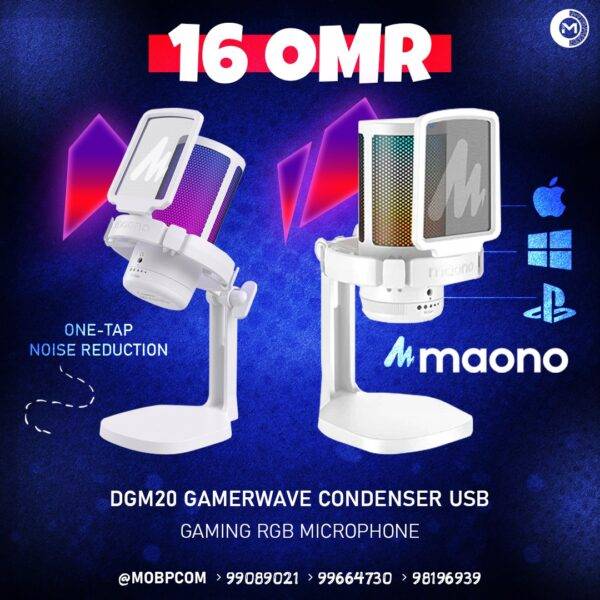 MAONO DGM20 GAMING RGB MICROPHONE USB WHITE