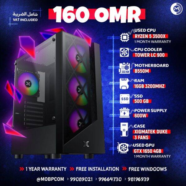 GAMING PC RYZEN 5 3500X GTX 1650 4GB