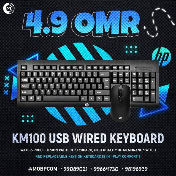 KM100 USB WIRED KEYBOARD AND MOUSE