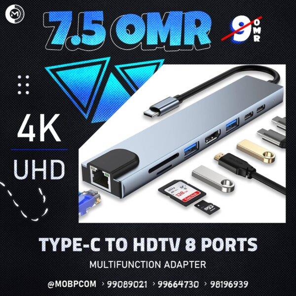 MULTIFUNCTION ADAPTER TYPE C TO HDTV 8 PORTS