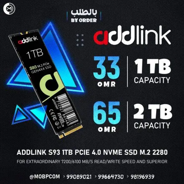 ADDLINK S93 1TB PCIE NVME SSD M.2 2280