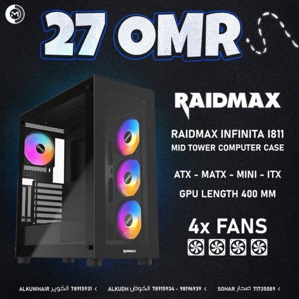 RAIDMAX INFINITA 1811 MID TOWER COMPUTER CASE