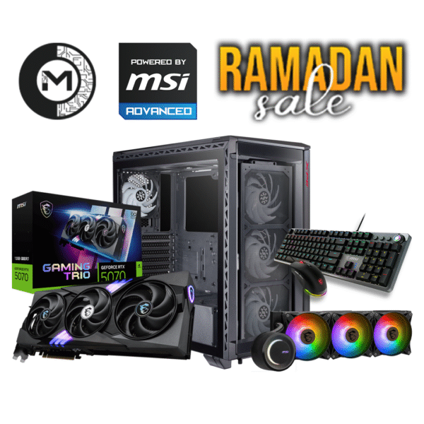 MSI RTX 5070 12G GAMING TRIO OC, INTEL I5 13400F, MSI MAG CORELIQUID E360, MSI B760M, MSI 1TB M.2 GEN 4, 16 GB 3200 MHZ, 850W GOLD, XPG BATTLECRUISER SUPER GAMING CASE - 3 FANS