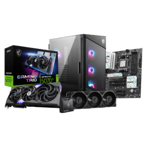 RTX 5070 TI 16GB GAMING TRIO, RYZEN 7 7800X 3D, MEG CORELIQUID S360, B840 GAMING PLUS WIFI, B840 GAMING PLUS WIFI, LEGEND 960 MAX 1 TB GEN 4, 32GB DDR5 6000 MHZ, MAG 1000GL 80+ GOLD GEN 5, MPG VELOX 100R