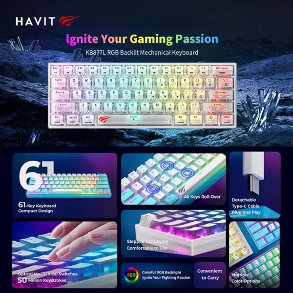 Havit KB877L Transparent Gaming Keyboard - Image 4