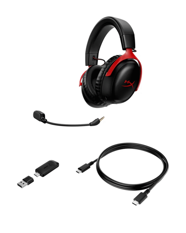 HyperX Cloud III Wireless Gaming Headset for PC, PS5, PS4, up to 120-hour Battery, 2.4GHz Wireless, DTS Spatial Audio, 53mm Angled Drivers, Memory Foam, Durable Frame, 10mm Microphone, Black/Red - Image 6