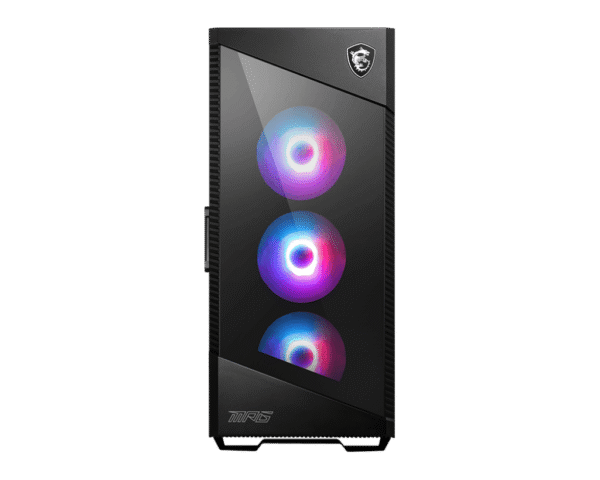 MSI MPG Velox 100R-Mid-Tower Gaming PC Case - Tempered Glass Side Panel - 4 x 120mm ARGB Fans - Liquid Cooling Support up to 360mm Radiator - Mesh Panel for Optimized Airflow - Image 6