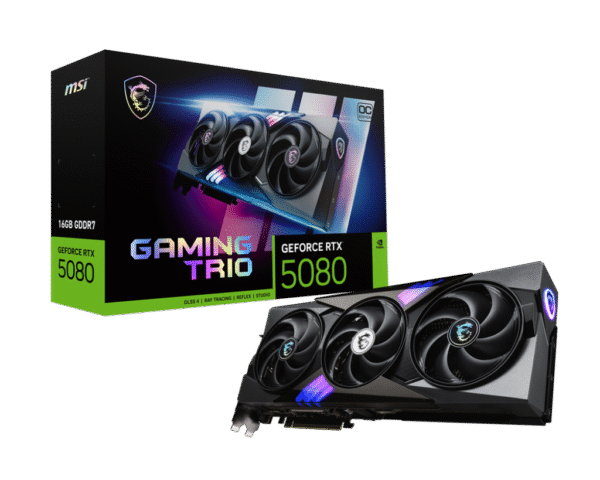 MSI - NVIDIA GeForce RTX 5080 16G GAMING TRIO OC BLACK 16GB GDDR7 PCI Express Gen 5 Graphics Card - Black