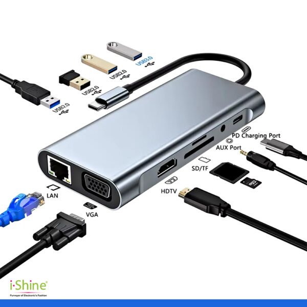 Type-C to HDTV 11-in-1 Multi-Function Dock Station Adapter - Image 3