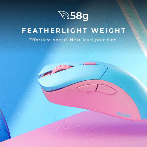 Glorious Model D PRO Wireless Gaming Mouse – Skyline Edition – Blue/Pink – Ultra-Lightweight, 1000Hz Polling Rate, 2.4GHz Wireless, 80h Battery - Image 2