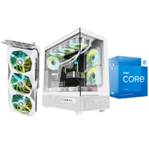 RX 7700 XT 12GB STEEL LEGEND 12GB OC, INTEL I5 13400F, AG 200 CPU COOLER, H610M, 500 GB, 16GB 3600 MHZ, 850W GOLD, DPX90 ATX PC CASE - 3 FANS