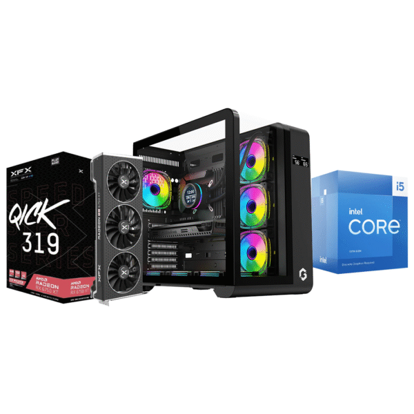 RX 6750 XT 12 GB XFX, INTEL I5 13400F, AG 200 CPU COOLER, H610M, 500 GB  SSD, 16 GB 3600MHZ, 650W, GAMEON INFINITY - 6 FANS