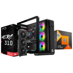 rx 7900 XTX 24 Gb Xfx, Ryzen 7 7800X3D, liquid cooler 360mm, MSI B840 GAMING PLUS WIFI, 1TB GEN 4, 32 GB DDR5 6000 MHZ, 850W GOLD, GAMEON Infinity - 7 fans