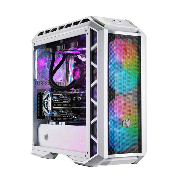 Cooler Master MasterCase H500P Mesh White ARGB Airflow ATX Mid-Tower Case – 2x 200mm ARGB Fans, 1x 140mm Fan, Tempered Glass, Cable Management, Radiator Support - Image 2