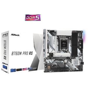 ASRock B760M Pro RS Motherboard DDR5 7200MHz HDMI DisplayPort eDP PCIe Gen5 (Graphics) 14th 13th 12th Gen Intel Core Processors LGA1700 192GB