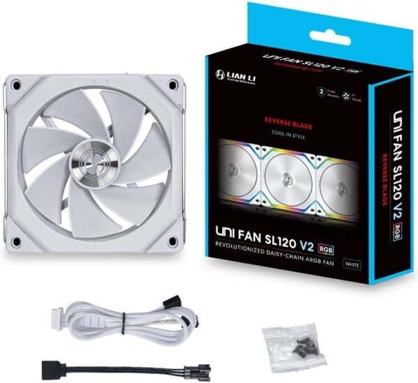 LIAN LI UNI FAN SL120 V2 120MM fan -Single White, (Reverse fan) - Image 5