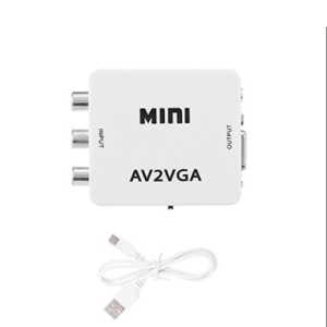 Mini AV2VGA to Video Converter, Composite AV to VGA Adapter Audio Video Converter (White)