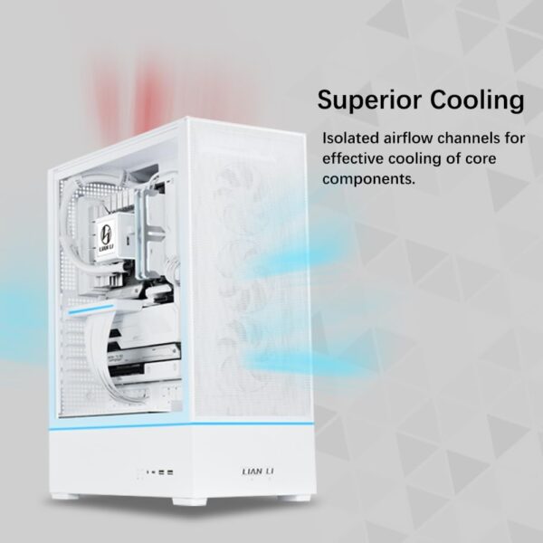 LIAN LI SUP01X Gaming Case White,Medium Case - (3x120mm PWM fans, PCIE 4.0 included) - Image 4
