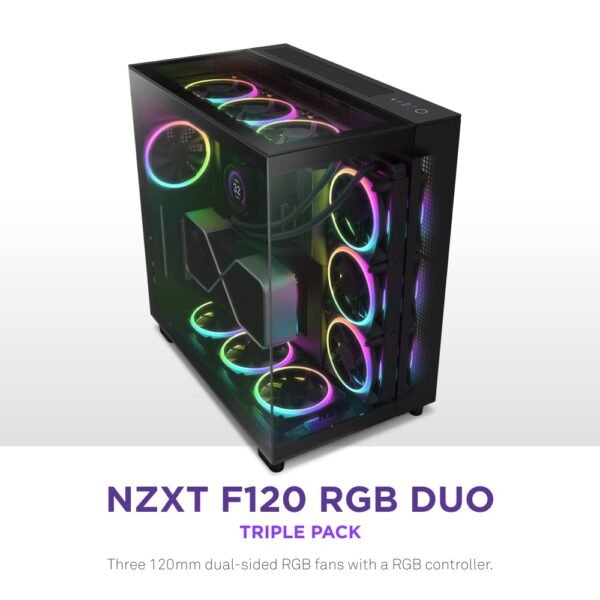 NZXT F120 RGB Duo Triple Pack - 3 x 120mm Dual-Sided RGB Fans with RGB Controller - Image 9