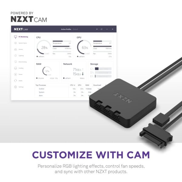 NZXT F120 RGB Duo Triple Pack - 3 x 120mm Dual-Sided RGB Fans with RGB Controller - Image 4