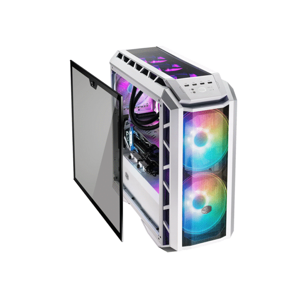 Cooler Master MasterCase H500P Mesh White ARGB Airflow ATX Mid-Tower Case – 2x 200mm ARGB Fans, 1x 140mm Fan, Tempered Glass, Cable Management, Radiator Support - Image 5