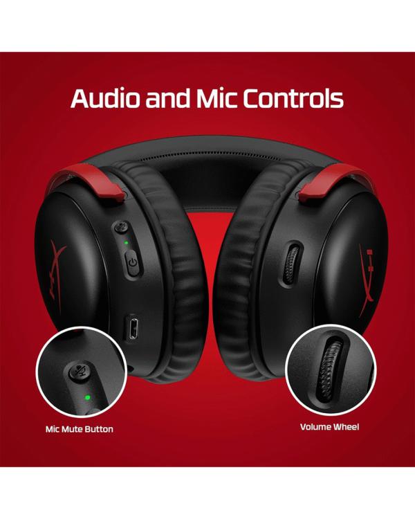 HyperX Cloud III Wireless Gaming Headset for PC, PS5, PS4, up to 120-hour Battery, 2.4GHz Wireless, DTS Spatial Audio, 53mm Angled Drivers, Memory Foam, Durable Frame, 10mm Microphone, Black/Red - Image 8