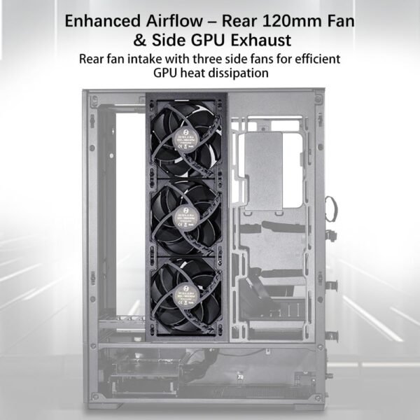 LIAN LI SUP01X Gaming Case Black,Medium Case - (3x120mm PWM fans, PCIE 4.0 included) - Image 5