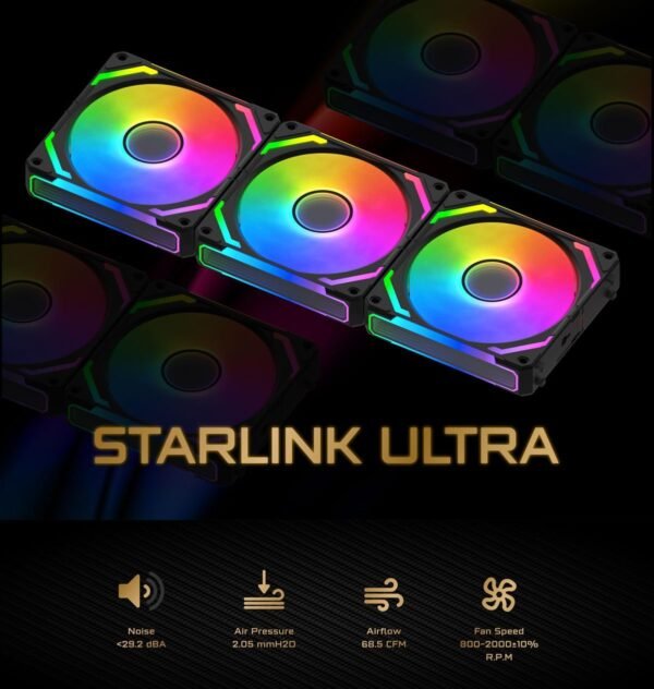 Xigmatek Starlink Ultra aRGB Fans, 2000RPM Fan Speed,  Remote Controller, 120x120x 3 Fan Pack, - Image 7