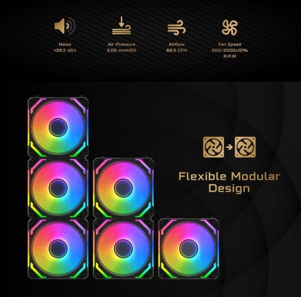 Xigmatek Starlink Ultra aRGB Fans, 2000RPM Fan Speed,  Remote Controller, 120x120x 3 Fan Pack, - Image 6