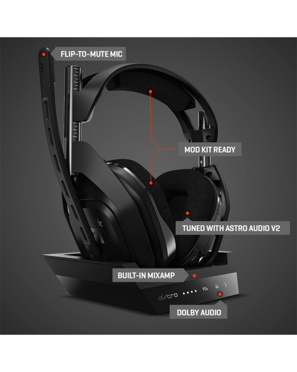 ASTRO Gaming A50 Wireless Headset + Base Station Gen 4 - Compatible With PS5, PS4, PC, Mac - Black/Silver - Image 6
