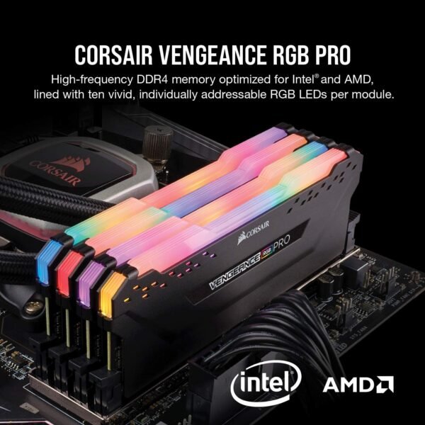 CORSAIR VENGEANCE RGB PRO DDR4 RAM 32GB (2x16GB) 3600MHz CL18-22-22-42 1.35V Intel AMD Desktop Computer Memory - Black - Image 4