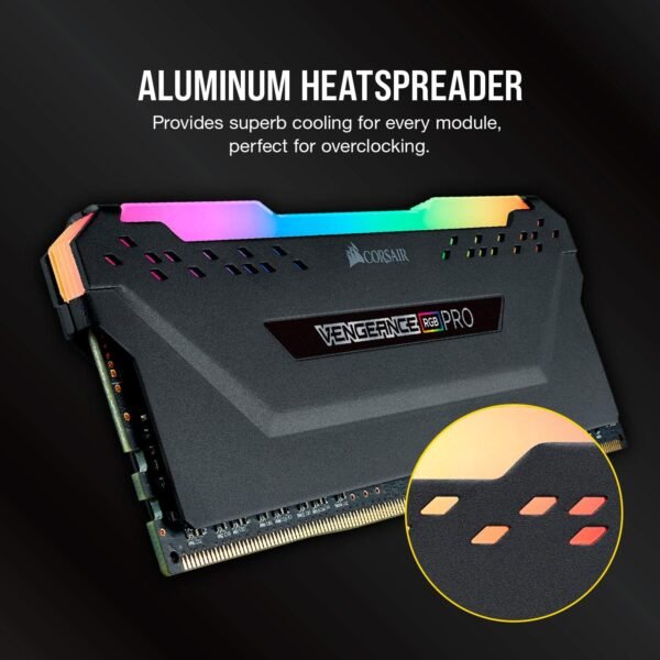CORSAIR VENGEANCE RGB PRO DDR4 RAM 32GB (2x16GB) 3600MHz CL18-22-22-42 1.35V Intel AMD Desktop Computer Memory - Black - Image 5