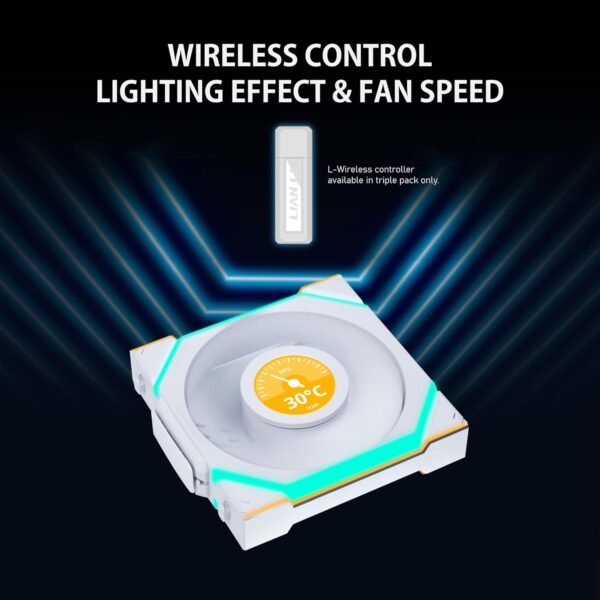 Lian Li Uni Fan SL120 Wireless LCD 120 White - Pack of 1 Reverse - Image 4