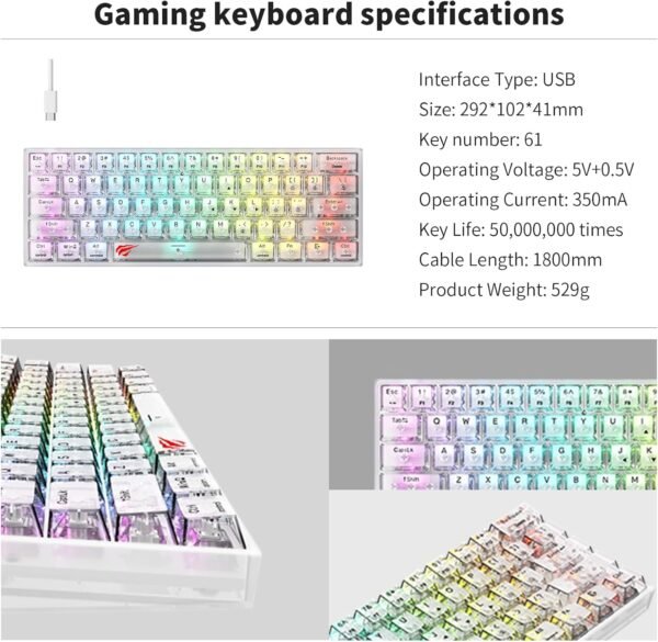 Havit KB877L Transparent Gaming Keyboard - Image 3