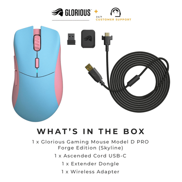 Glorious Model D PRO Wireless Gaming Mouse – Skyline Edition – Blue/Pink – Ultra-Lightweight, 1000Hz Polling Rate, 2.4GHz Wireless, 80h Battery - Image 8