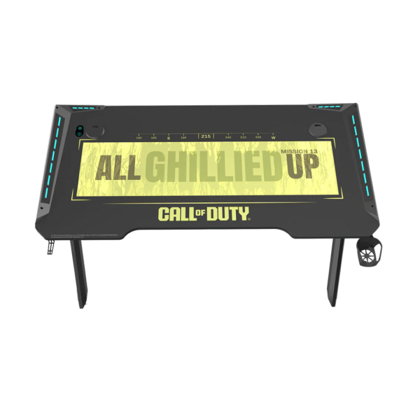 Call Of Duty (COD) Hawksbill Series RGB Flowing Light Gaming Desk With Mouse pad, Headphone Hook & Cup Holder - Black/Green - Image 8