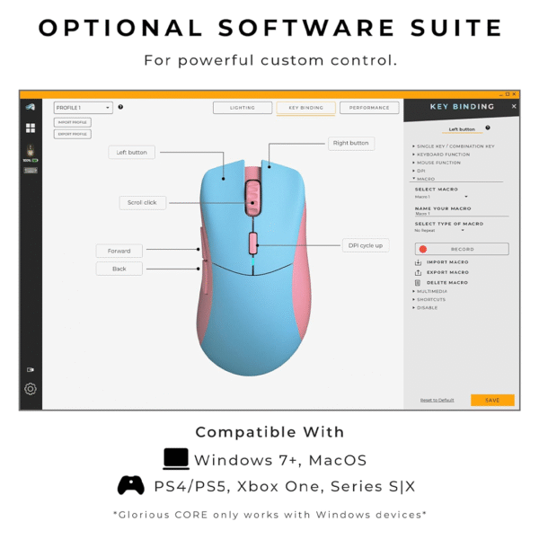 Glorious Model D PRO Wireless Gaming Mouse – Skyline Edition – Blue/Pink – Ultra-Lightweight, 1000Hz Polling Rate, 2.4GHz Wireless, 80h Battery - Image 9