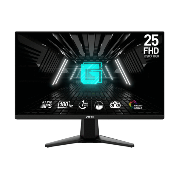 MSI G255F 25-inch 1920 x 1080 (FHD) Computer Monitor, 180Hz, Adaptive-Synch, HDMI, DisplayPort, VESA Mountable, Tilt Adjustable, Speaker, 1ms, Black