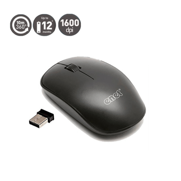 Enet G212 2.4Ghz Wireless Mouse, With USB Receiver, Adjustable 1600DPI, High Precise Tracking, 10m Working Range, For Laptop / Chromebook / MacBook / Notebook / PC, Black - Image 2