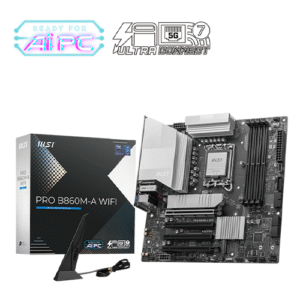 MSI PRO B860M-A WiFi Motherboard, mATX - Supports Intel Core Ultra Processors (Series 2), LGA 1851-12 DRPS, DDR5 Memory Boost (8600+ MT/s OC), PCIe 5.0 x16 & 4.0 x16, M.2 Gen5, Wi-Fi 7, 5G LAN
