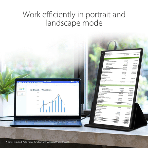 ASUS ZenScreen 15.6” 1080P Portable USB Monitor (MB166C) - Full HD, IPS, USB Type-C, , Tripod Mountable, Anti-Glare Surface, Protective Sleeve - Image 4