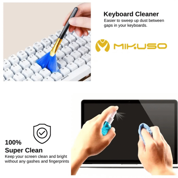 3-in-1 Multipurpose Laptop Cleaning Kit Microfiber, Brush Cleaner Set for Keyboard PC Screen Phone CLN-016 - Image 5