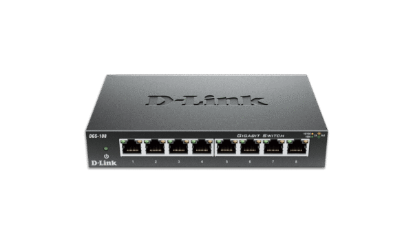 D-Link Ethernet Switch, 8 Port Gigabit Unmanaged Metal Fanless Desktop or Wall Mount Design (DGS-108), Black - Image 5