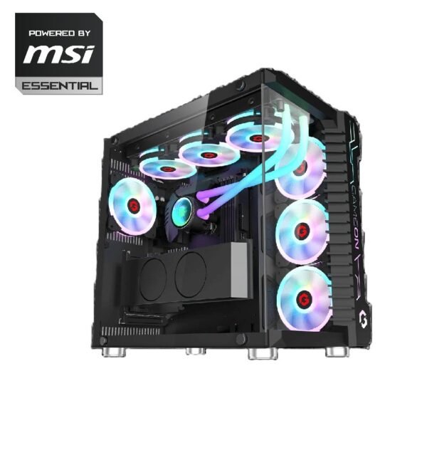 Powered By MSI Essential-MSI VGA GEFORCE RTX 4060 VENTUS 2X BLACK 8G OC,CPU i5-13400F,MSI PRO B760M-P DDR5 BLACK,XPG RM DDR5 16GB,GAMEON 750W BRONZE PSU,LEXAR 512GB M.2 SSD,REDRAGON 240MM COOLER,GAMEON EMPEROR III PC CASE