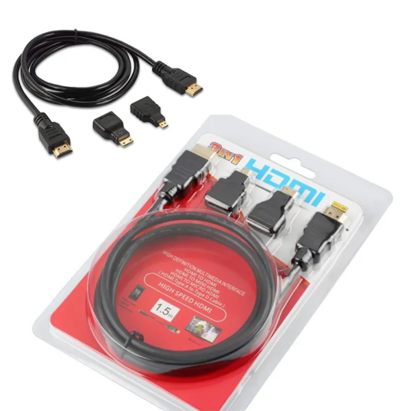 3in1 HDMI to HDMI/Mini/Micro HDMI Adaptor Cable Kit HD for Tablet PC TV - Image 2